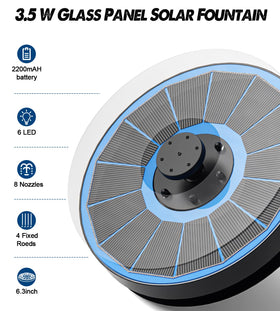 Yzert solar fountain LEDs illuminate garden at night for ambience