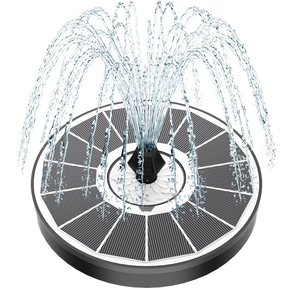 Yzert Solar Fountain white flower glass panel enhances outdoor water feature