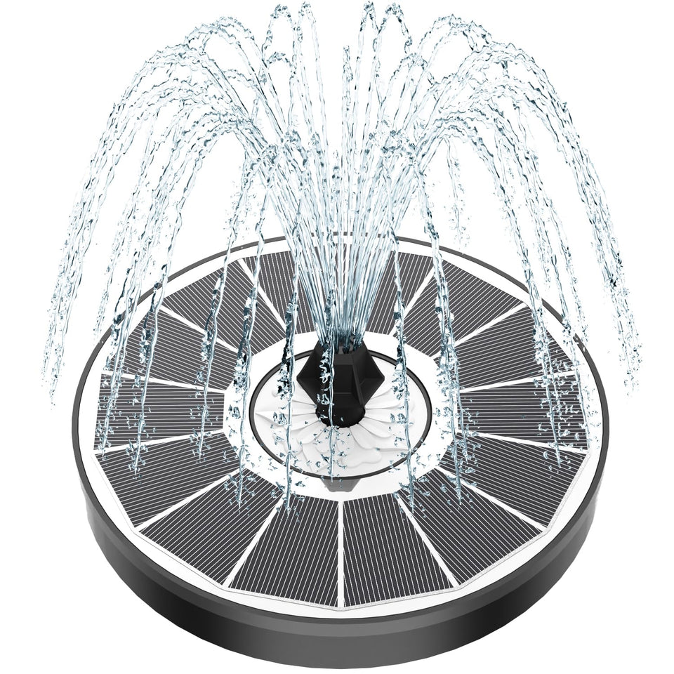 Yzert Solar Fountain white flower glass panel enhances outdoor water feature