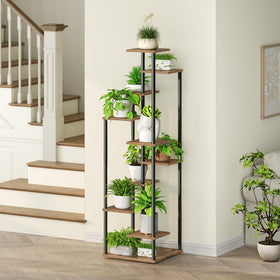 Yzosvki indoor plant shelf blends with decor while supporting organization.