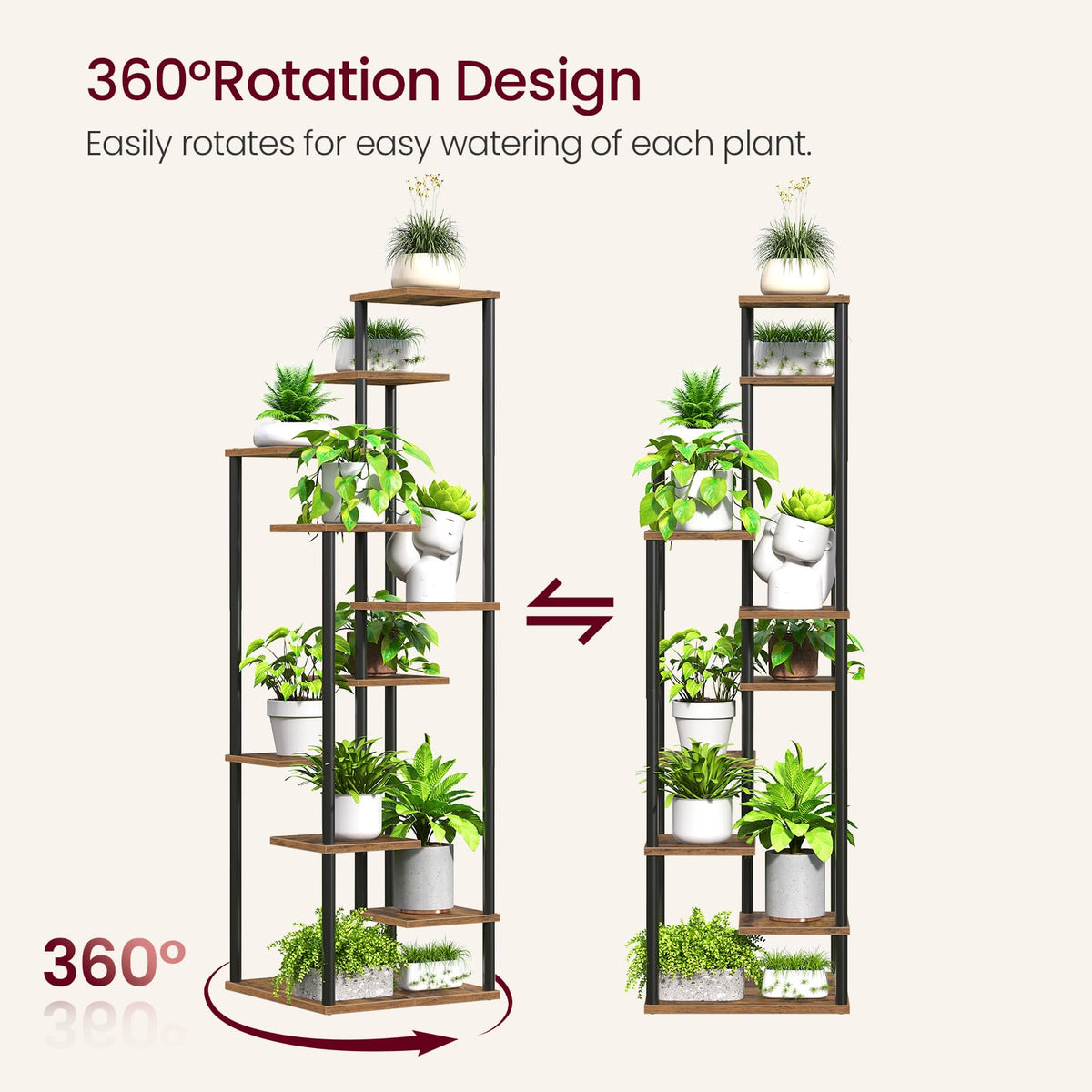 Yzosvki durable plant stand features waterproof and rust-proof construction for long-term use.