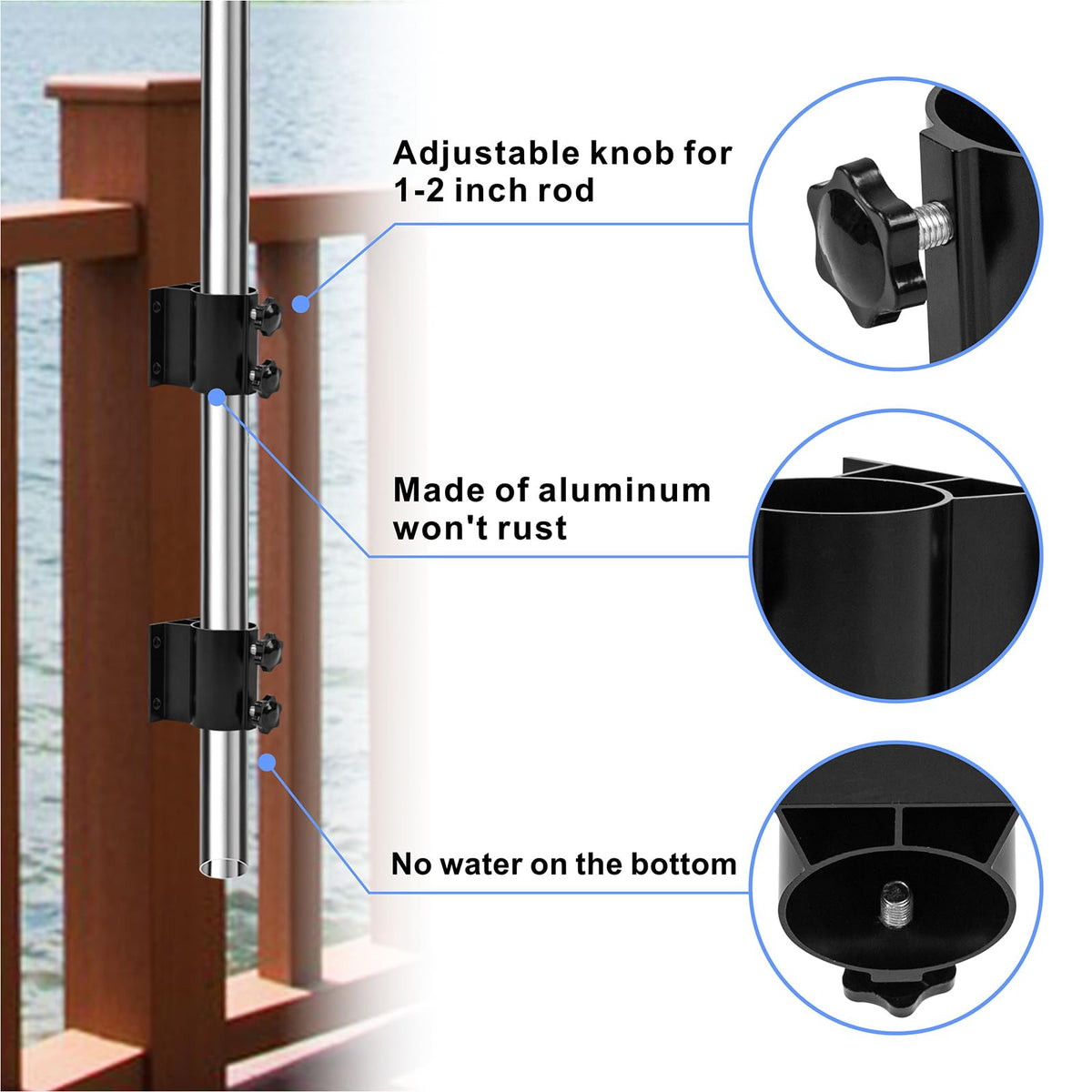 YZZHAJ adjustable metal umbrella clamp offering secure pole grip
