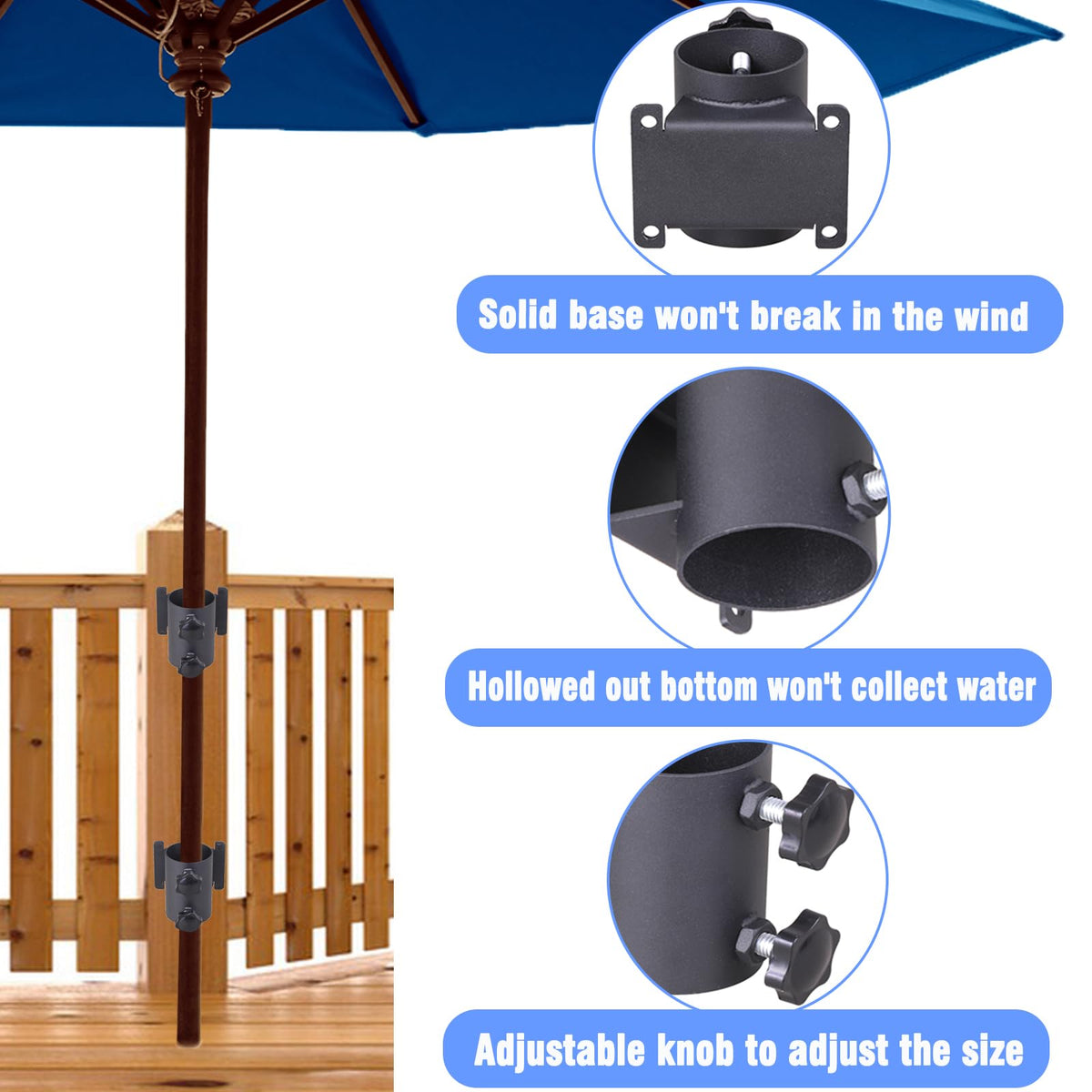 YZZHAJ sturdy steel design supports umbrellas on boats, patios, and balconies.