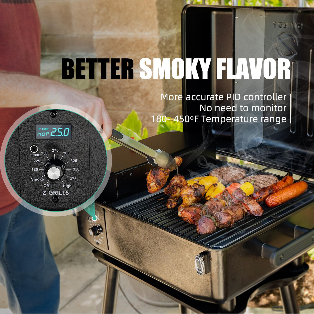 Z GRILLS 200A offers 8-in-1 functions for versatile cooking styles.