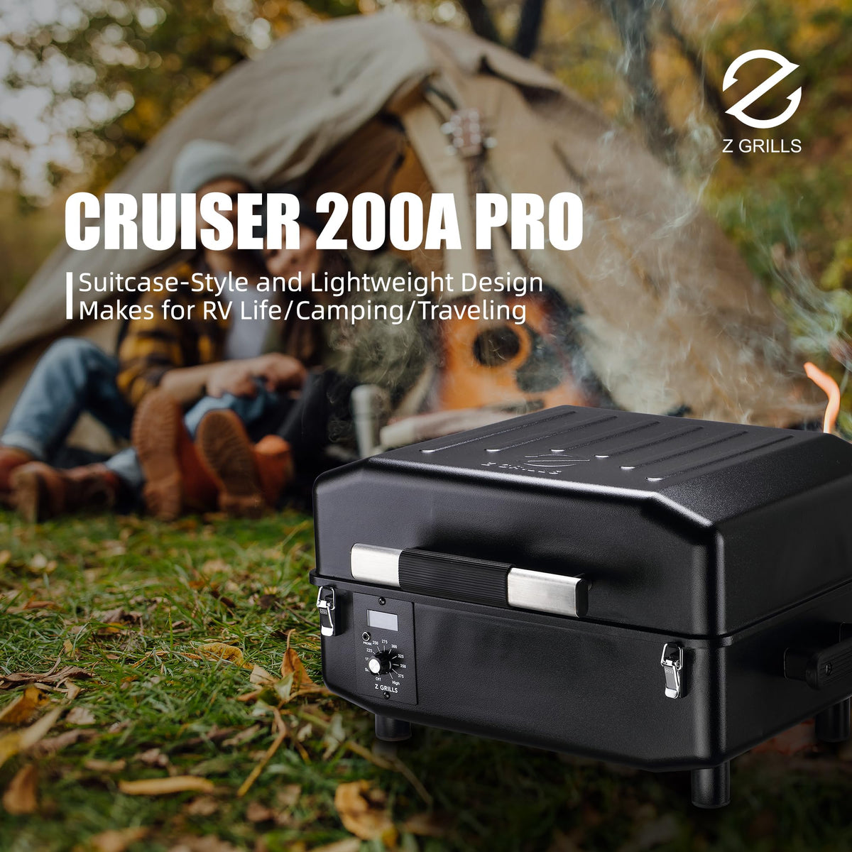 Z GRILLS 200A temperature range 180-450°F supports hot and slow cooking.