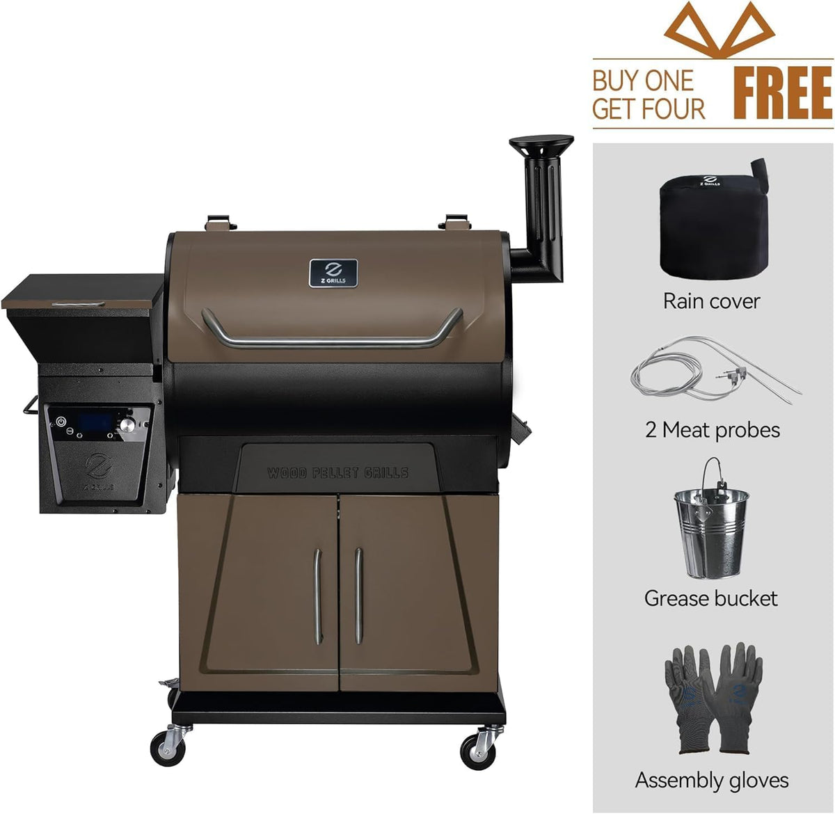 Z GRILLS 2026 spacious cooking area fits multiple racks and chickens.
