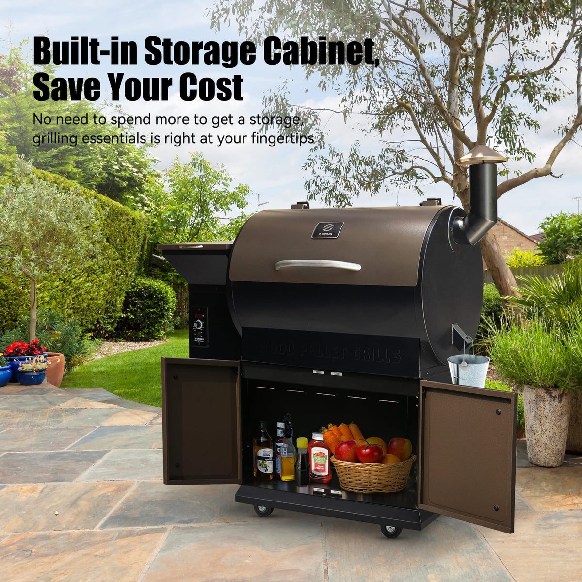 Z GRILLS 2026 upgrade pellet grill 28-lb hopper enabling long, uninterrupted cooks.