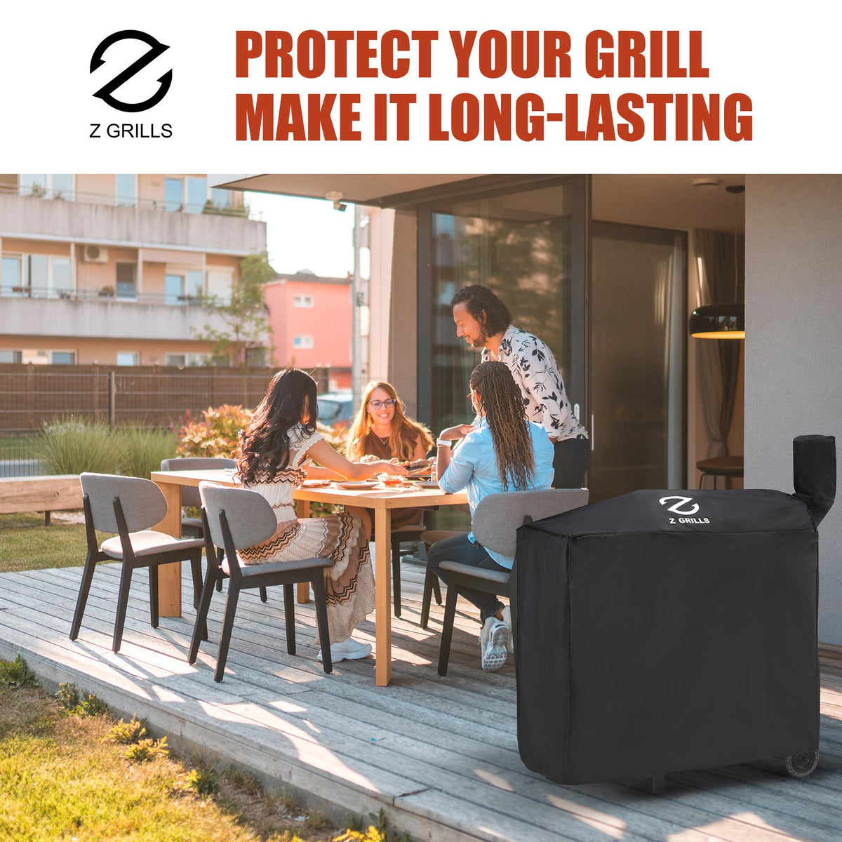 Z GRILLS fitment illustration for 450 series fitting precisely on a smoker