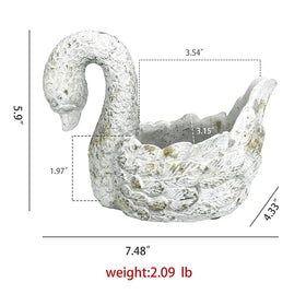 Z² BellaDecor Swan Planter back view shows rustic texture