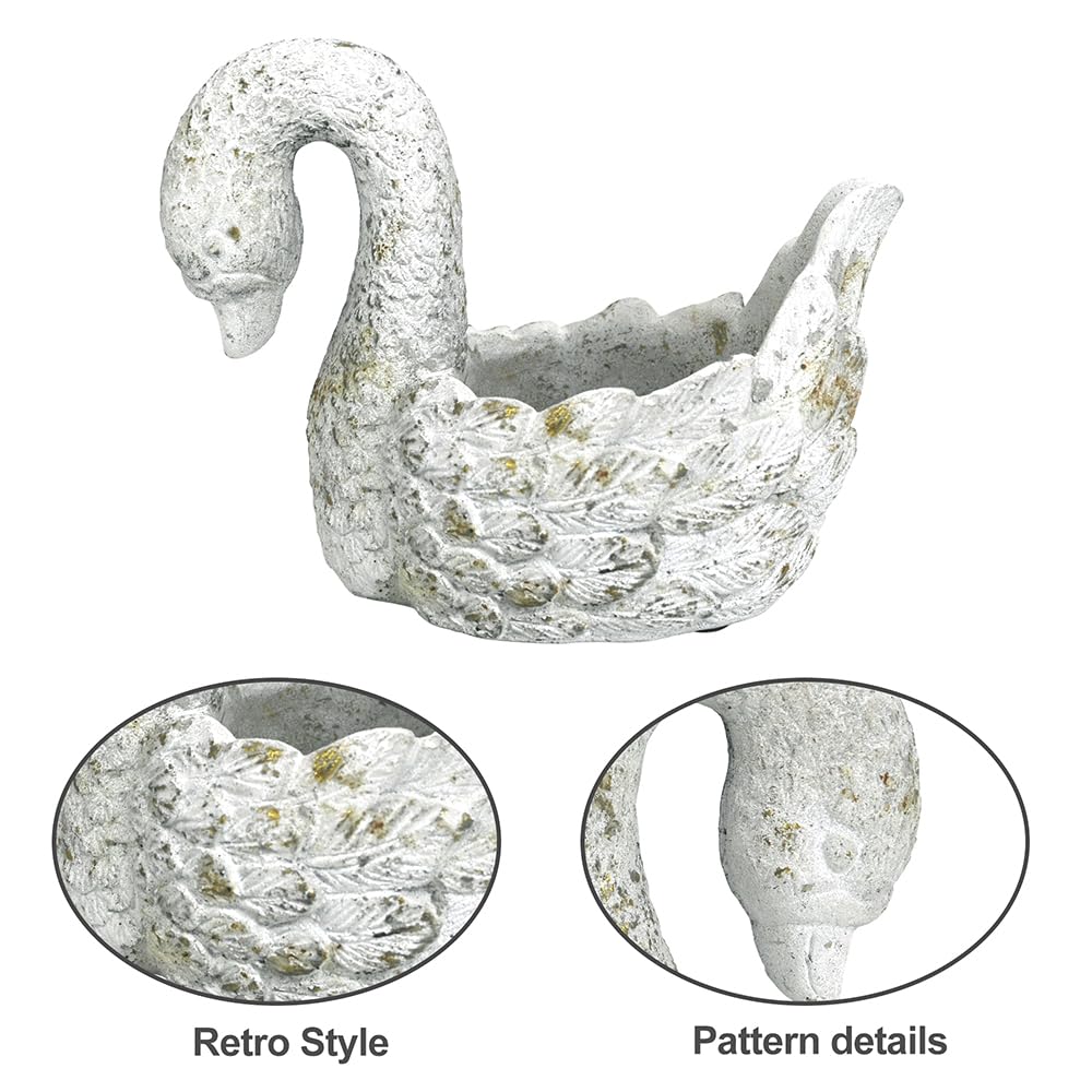 Z² BellaDecor Swan Planter close-up reveals concrete detail