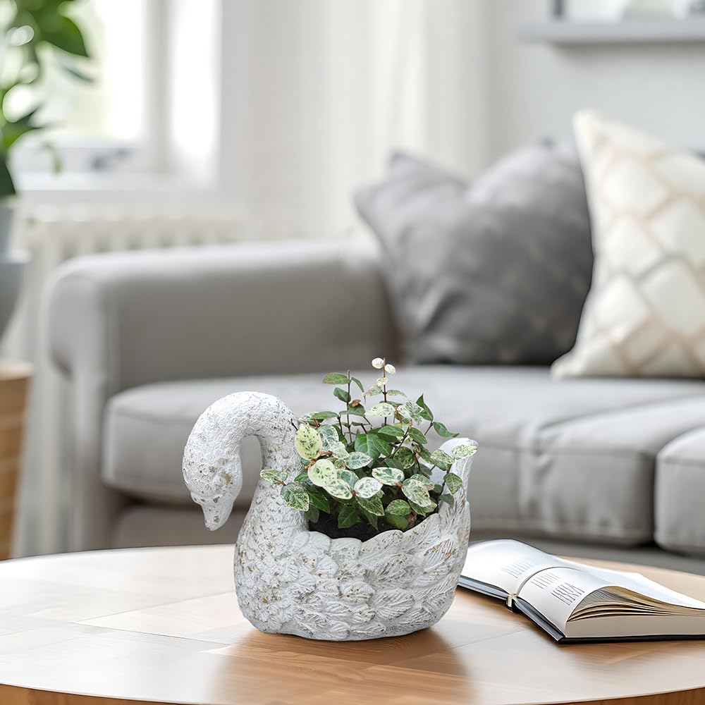 Z² BellaDecor Swan Planter on patio enhances outdoor spaces
