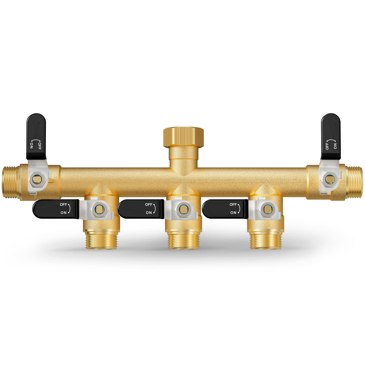 ZaakWang 5-way brass hose splitter outlet enables simultaneous watering at multiple outlets.