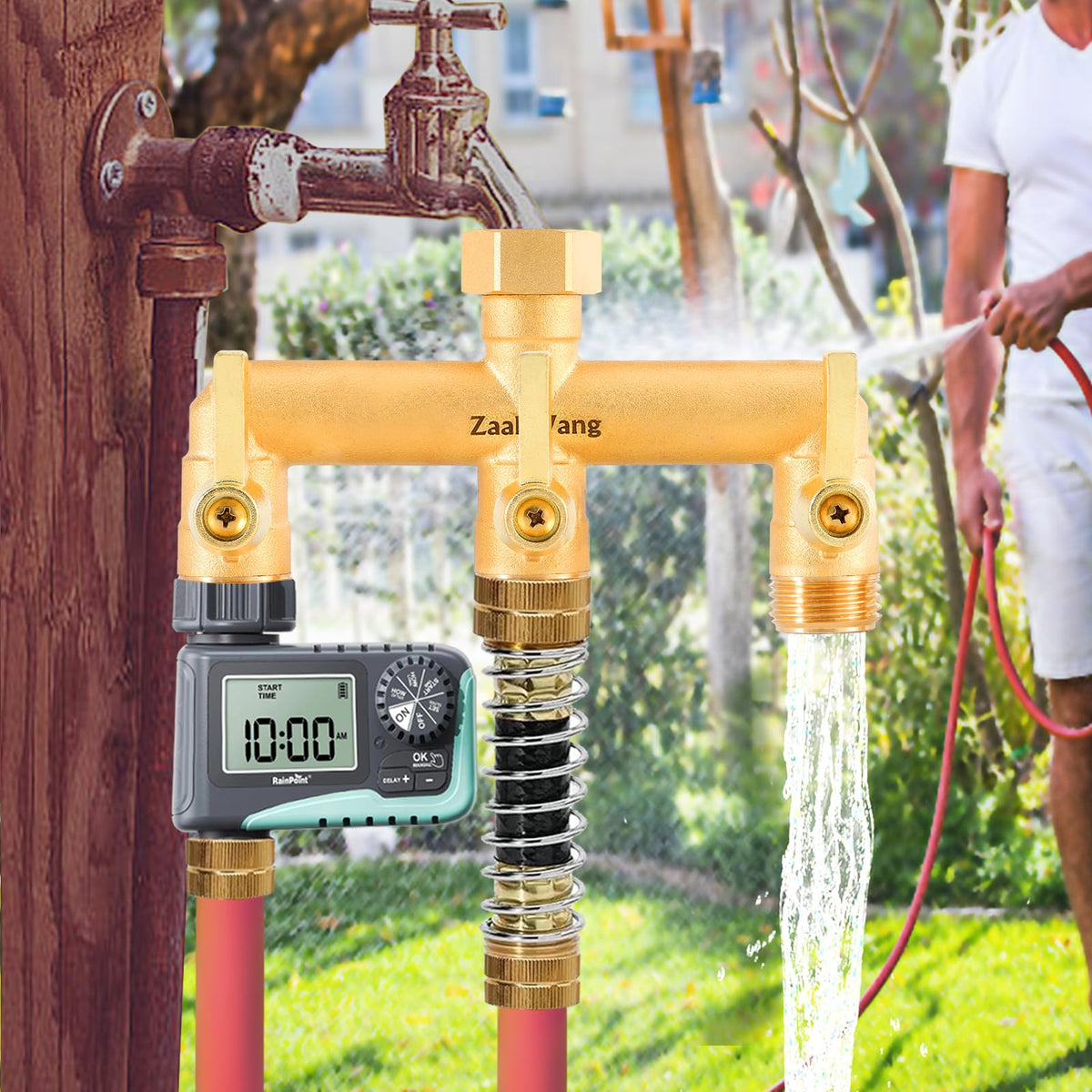 ZaakWang extended metal handle faucet switcher improves control outdoors