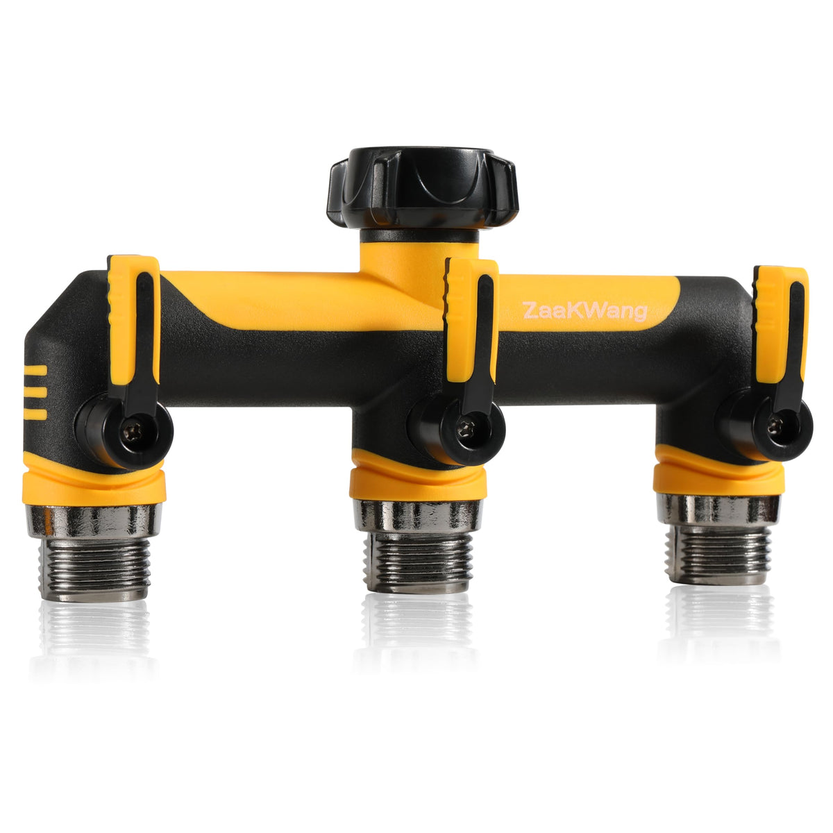 ZaakWang full-flow 3-way hose splitter with leak-free design for reliable garden watering.