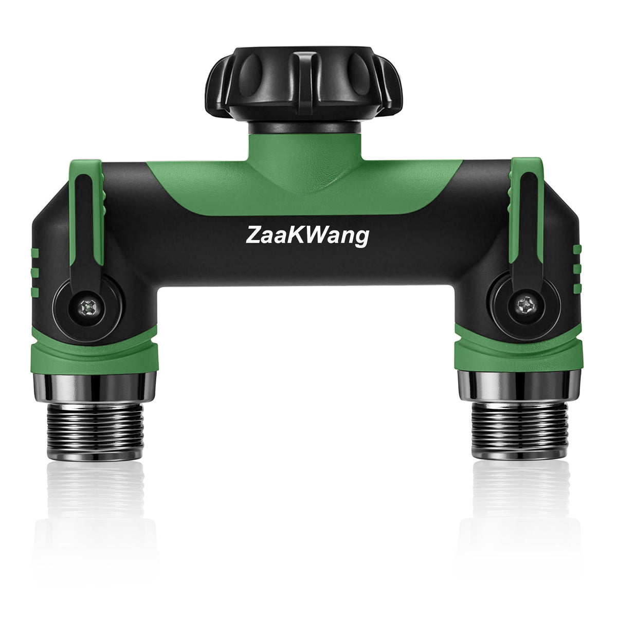 ZaakWang garden hose splitter with rotating connector for easy hose alignment and reach.