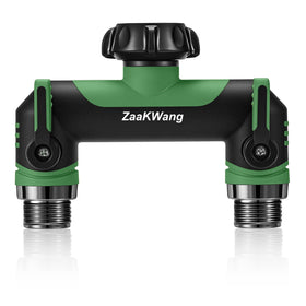 ZaakWang garden hose splitter with rotating connector for easy hose alignment and reach.