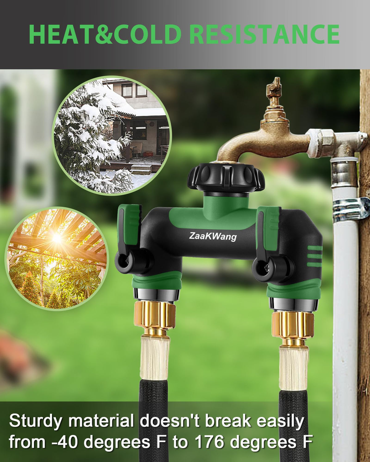 ZaakWang 3/4 inch GHT thread fits standard faucets for quick setup.