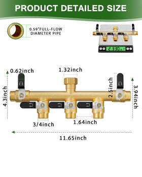 ZaakWang heavy-duty brass hose splitter side view demonstrates robust construction.