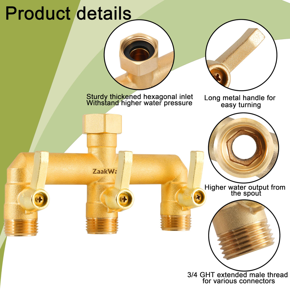 ZaakWang heavy-duty hose manifold three-quarter-inch for high flow