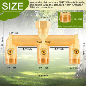 ZaakWang three-way garden hose splitter enables multiple outlets