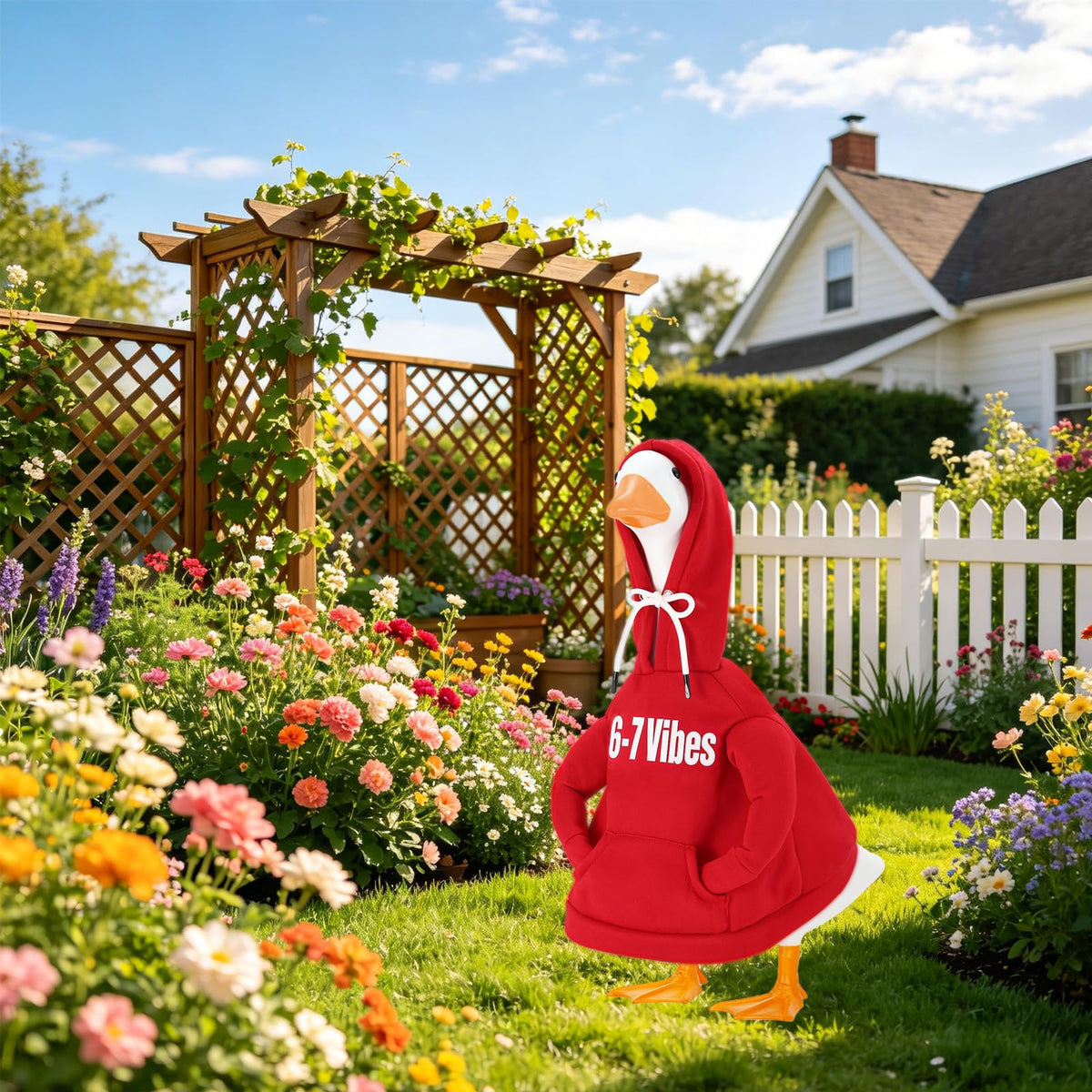 Zadoreck 23-inch porch goose outfit drapes neatly on display.