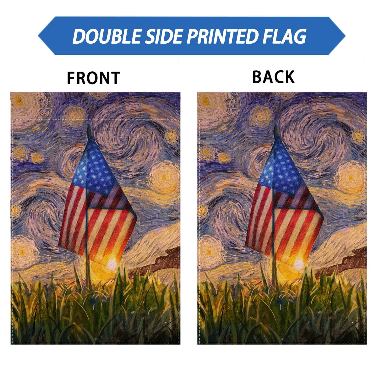 ZAEW America flag oil painting durable jute material withstands wind and sun outdoors