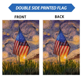 ZAEW America flag oil painting durable jute material withstands wind and sun outdoors