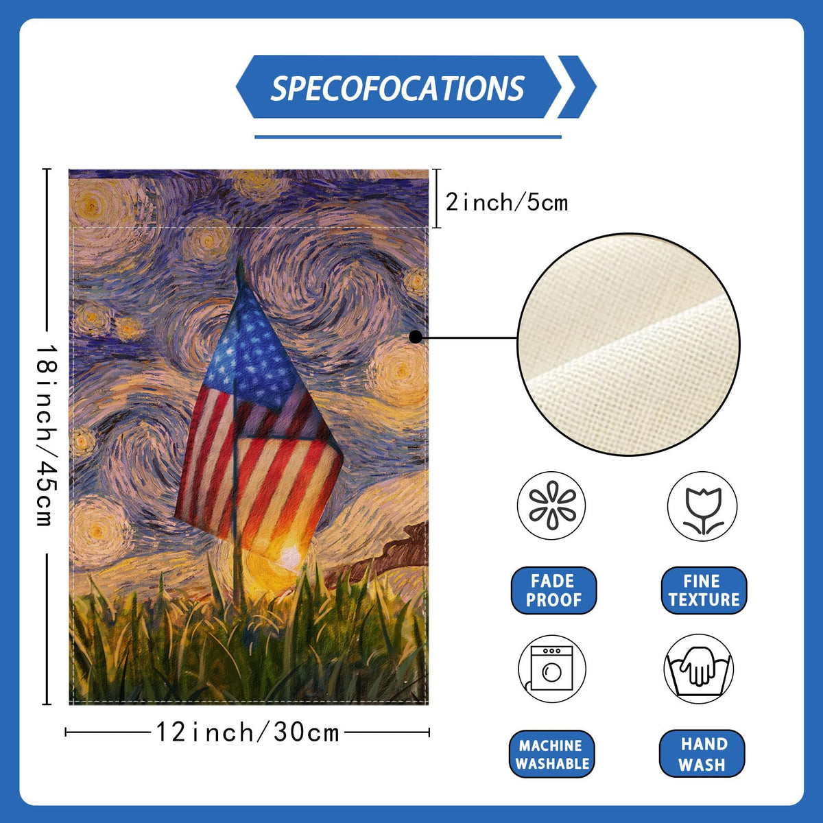 ZAEW America flag oil painting easy installation on flagpoles for quick setup