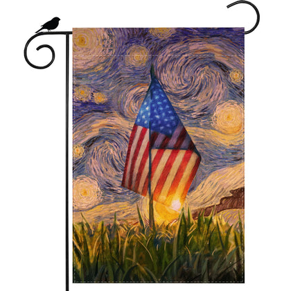 ZAEW America flag oil painting front starry night detail for outdoor decor