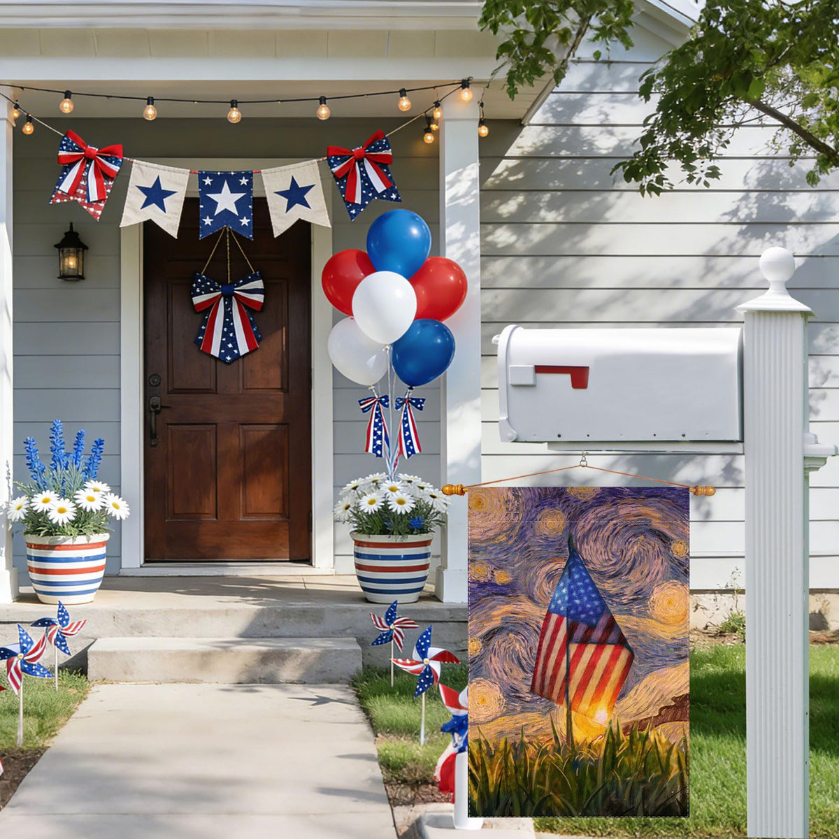 ZAEW America flag oil painting vibrant colors catch attention in any garden display