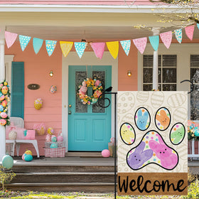 ZAEW colorful dots bunny eggs flag highlights festive spring vibes for outdoor spaces.