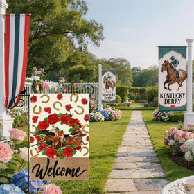 ZAEW horse racing garden flag — bright colors for lively yard decor.