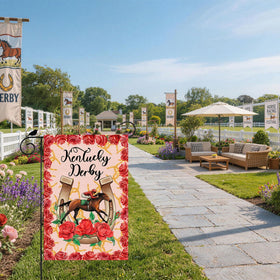 ZAEW Kentucky Horseshoe Roses flag detailed pattern with high-definition colors.