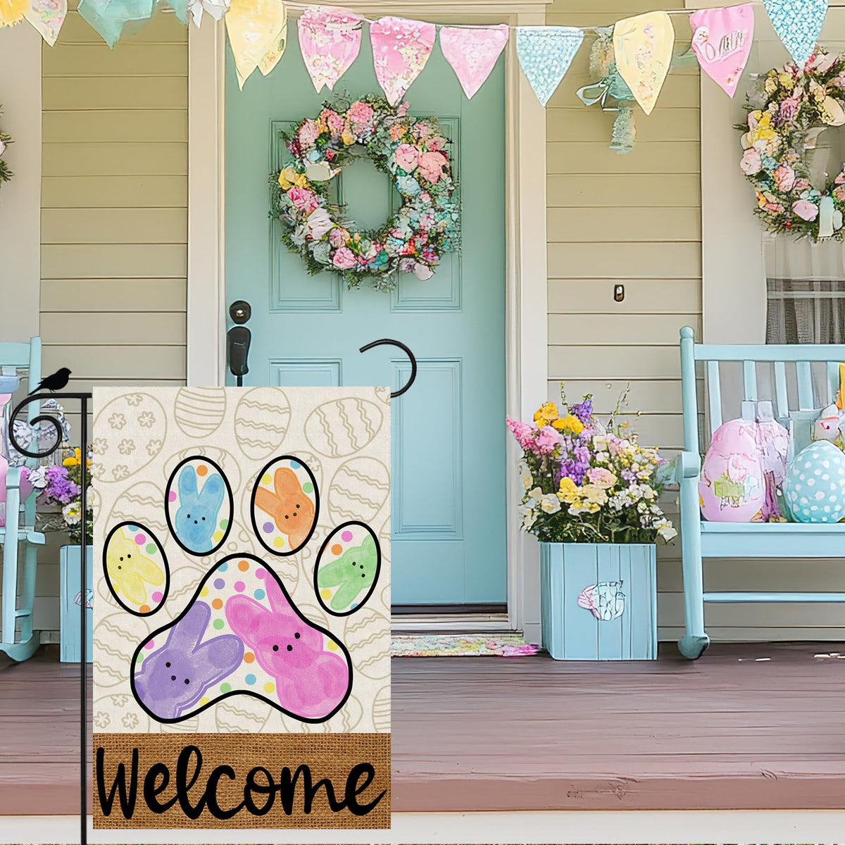 ZAEW spring flowers leaves flag adds cheerful detail to yards and patios.