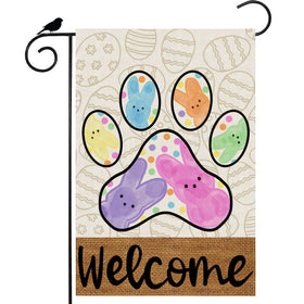 ZAEW Welcome Easter dog paw flag with bright colors for garden ambiance.