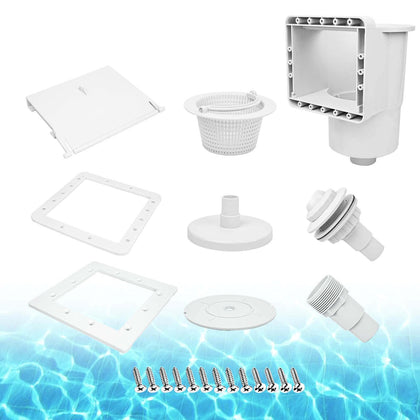 ZAIGANMA above-ground pool skimmer front view, efficient debris capture for a cleaner pool edge.