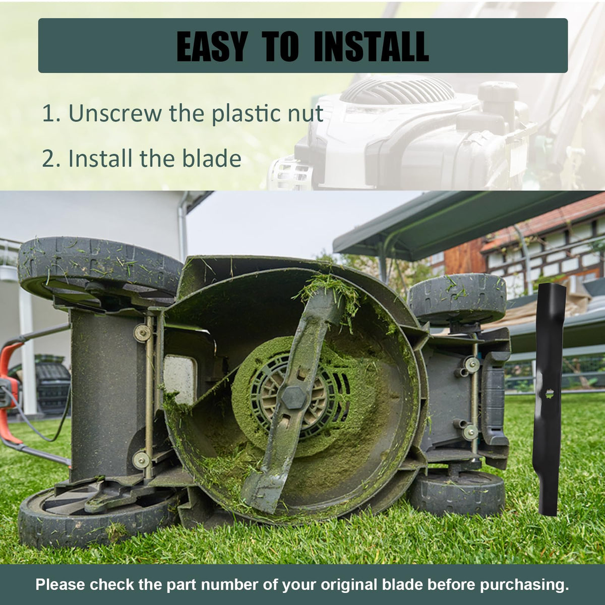 Zalana 42-inch deck blade installation shot for easy replacement