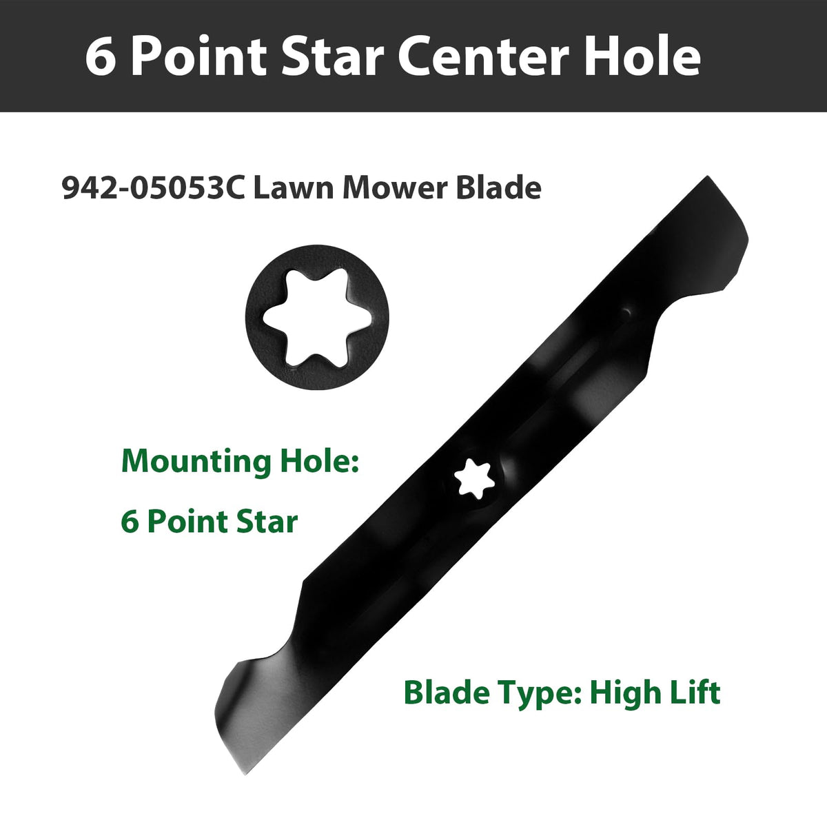 ZALANA 50-inch deck blade with durable metal construction for lasting mowing results.