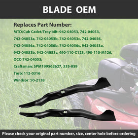 ZALANA three-pack blades ready for replacement in MTD, Cub Cadet, and Toro models.