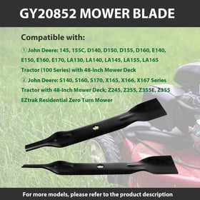 Zalana GY20852 blade-ready for 48-inch deck; helps achieve clean, even cuts.