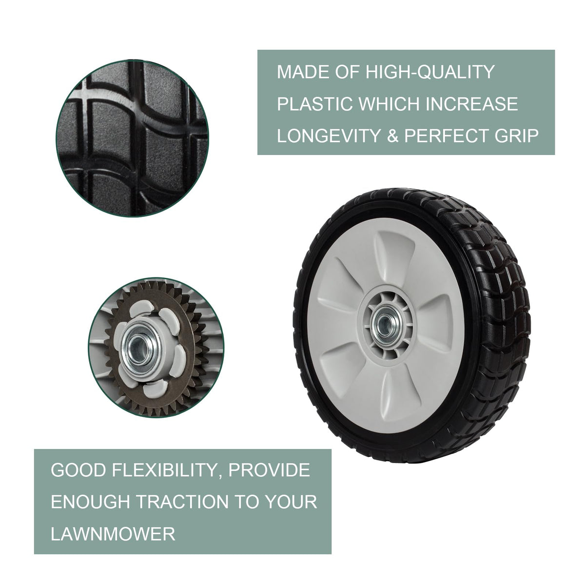 ZALANA rear wheels with metal gear for better lawn mower traction