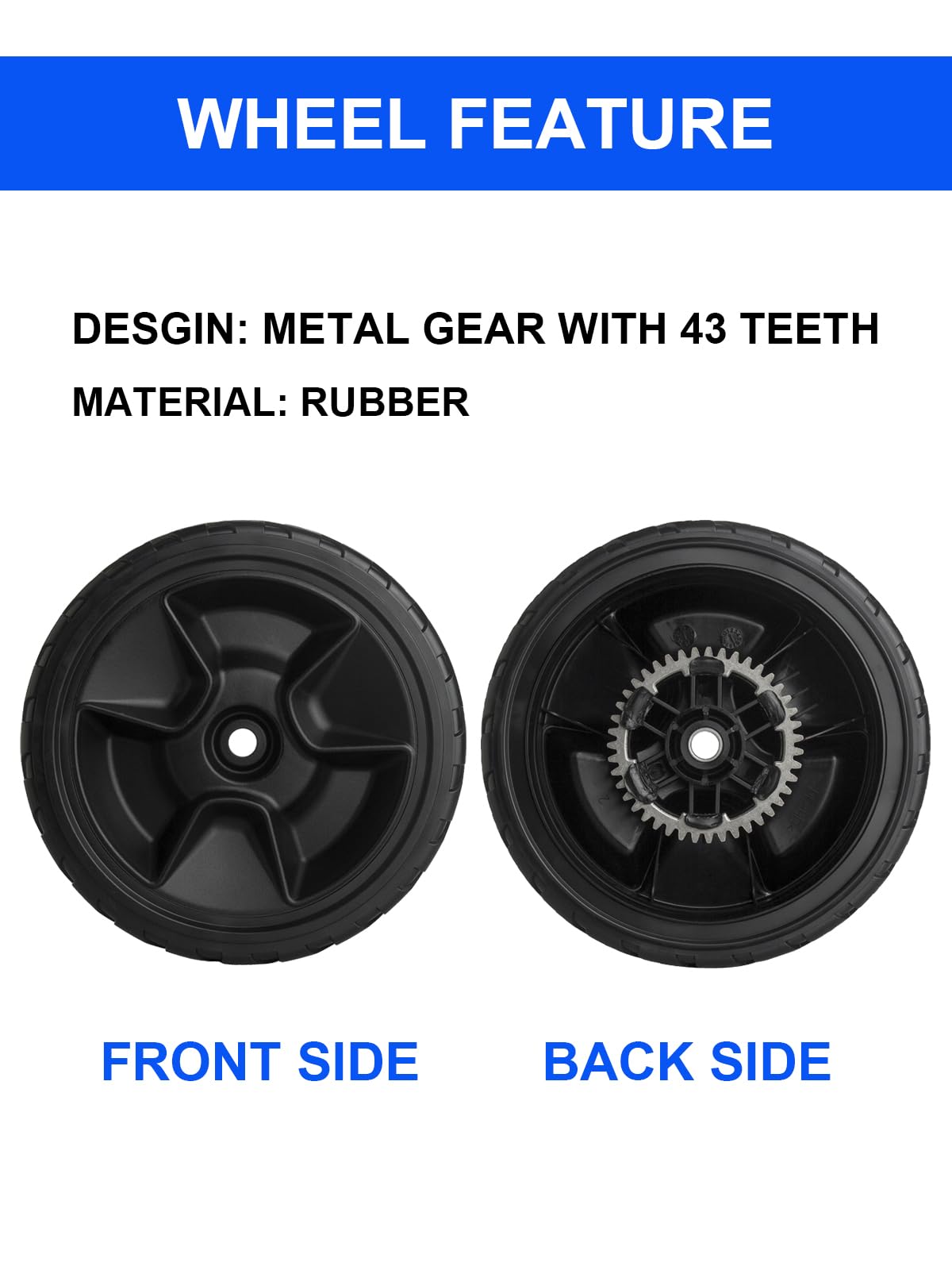 ZALANA replacement wheels pair for mowers offering stable drive and control.