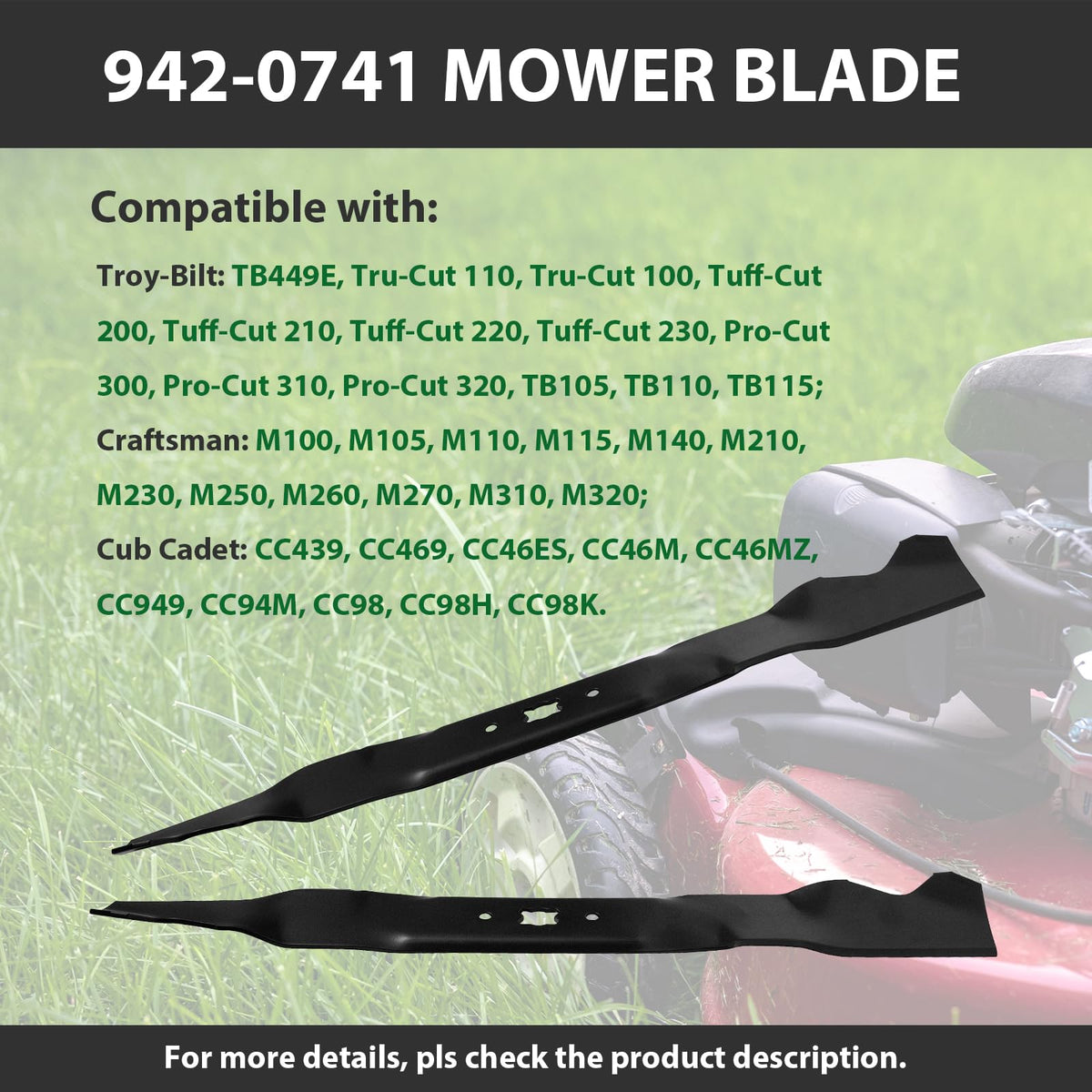 Zalana precise 21-inch blade design promotes clean cuts and mulching.