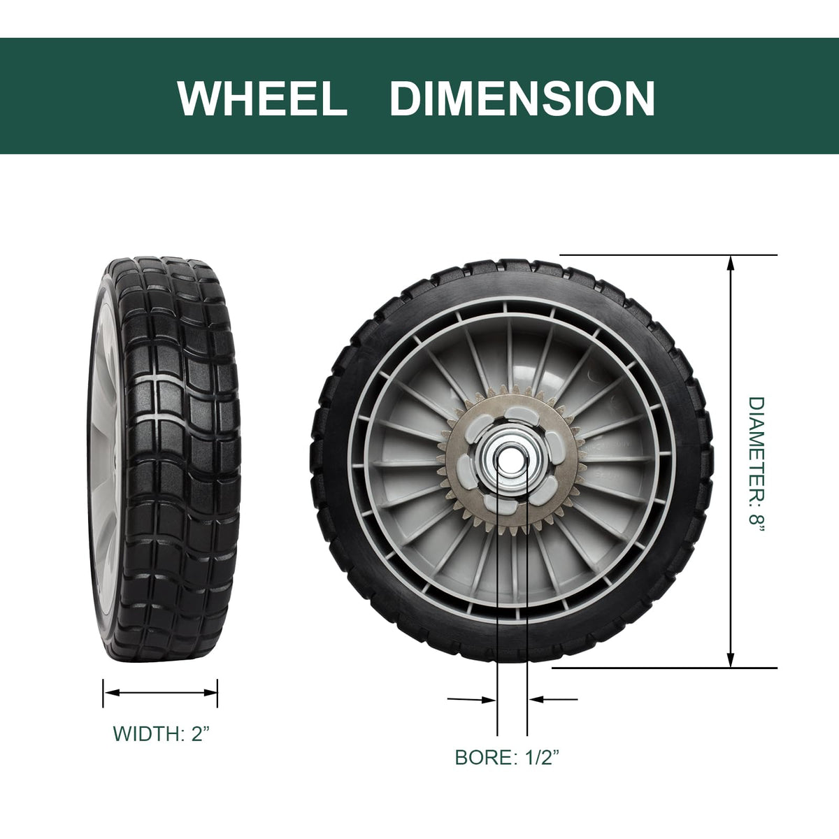 ZALANA two-pack rear wheels with 1/2-inch bore for quick fit