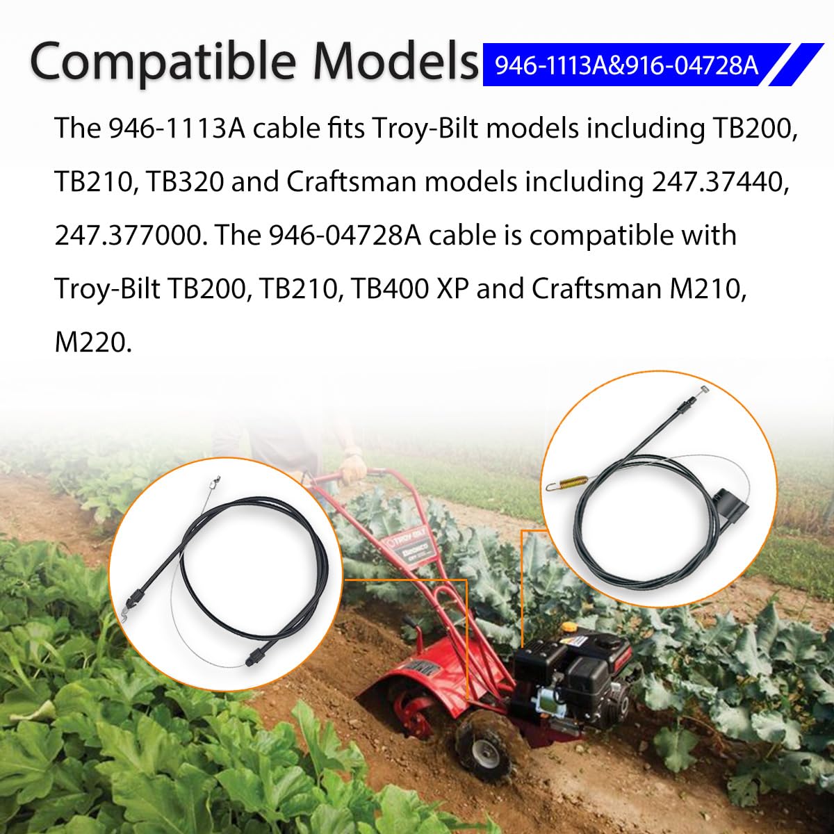 ZanFyxil cable fit for Troy-Bilt TB200 showing compatibility