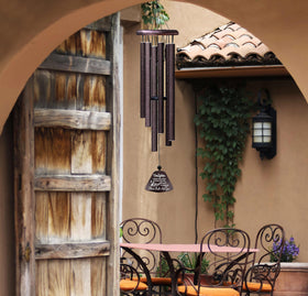ZANIION wind chime hanging on hook, ready to install outdoors.