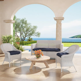 Zanwu Hwyd soft-fill polyester cushion dark blue enhances lounge comfort.