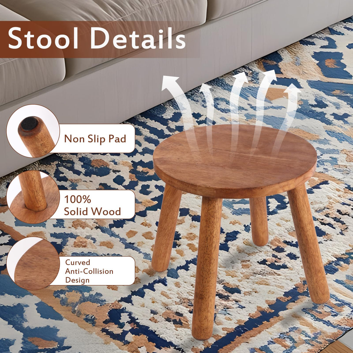zaowofires stool placed beside bed as compact nightstand alternative
