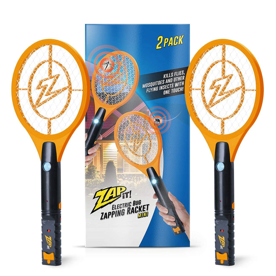 Zap It! Bug Zapper Racket with 4,000-volt grid for quick pest control.