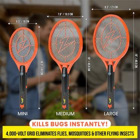 Zap It! Racket large frame helps target pests accurately.